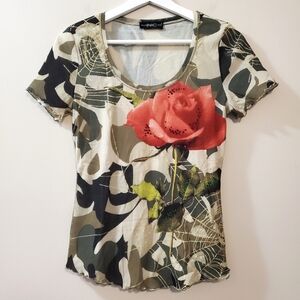 Y2K Style Camouflage Rose Graphic Tee - Read for Sizing